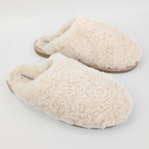 Parachute Shearling Wool Slippers Unisex Size L Cream Cozy Indoor Slide Shoes